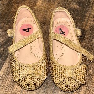 Elegant Gold Kids Dress Shoes with Bow
